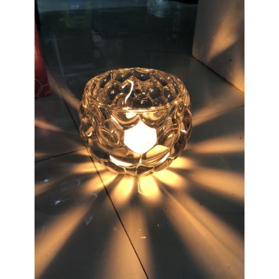 Chân đế nến Thuỷ tinh trắng hình quả bóng bi tròn