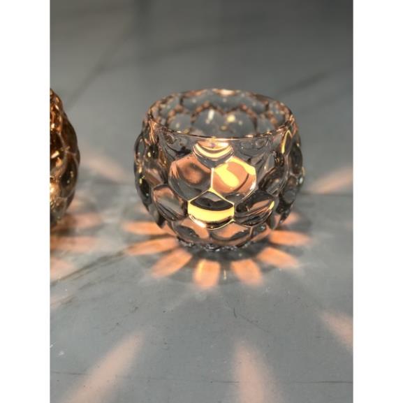 Chân đế nến Thuỷ tinh trắng hình quả bóng bi tròn