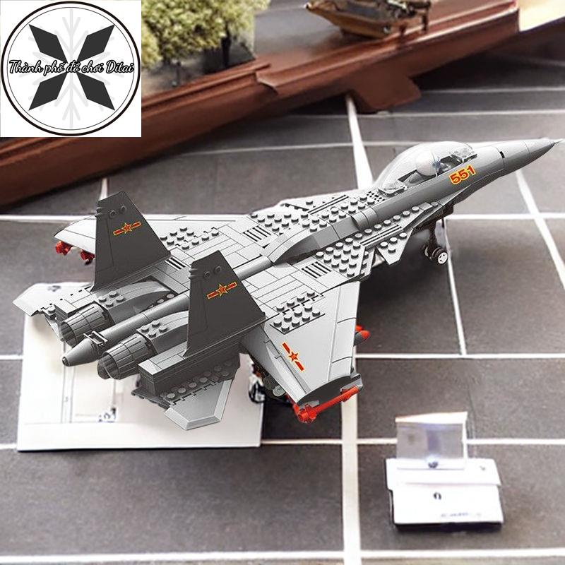 【Hàng có sẵn】Tương thích với Lego khối xây dựng J-20 J-15 máy bay trực thăng vũ trang chiến đấu loạt máy bay quân sự lắp