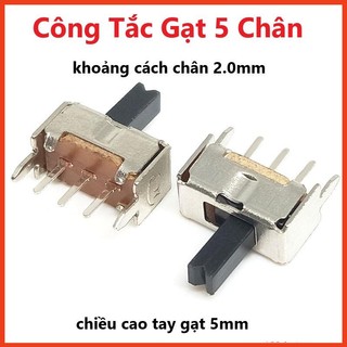 5 Cái Công Tắc Gạt 5 Chân, khoảng cách chân 2.0mm, chiều cao tay gạt 5mm