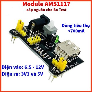 Module nguồn ams1117 3v3-5v, cấp nguồn cho bo test, tương thích với breadboard mb102