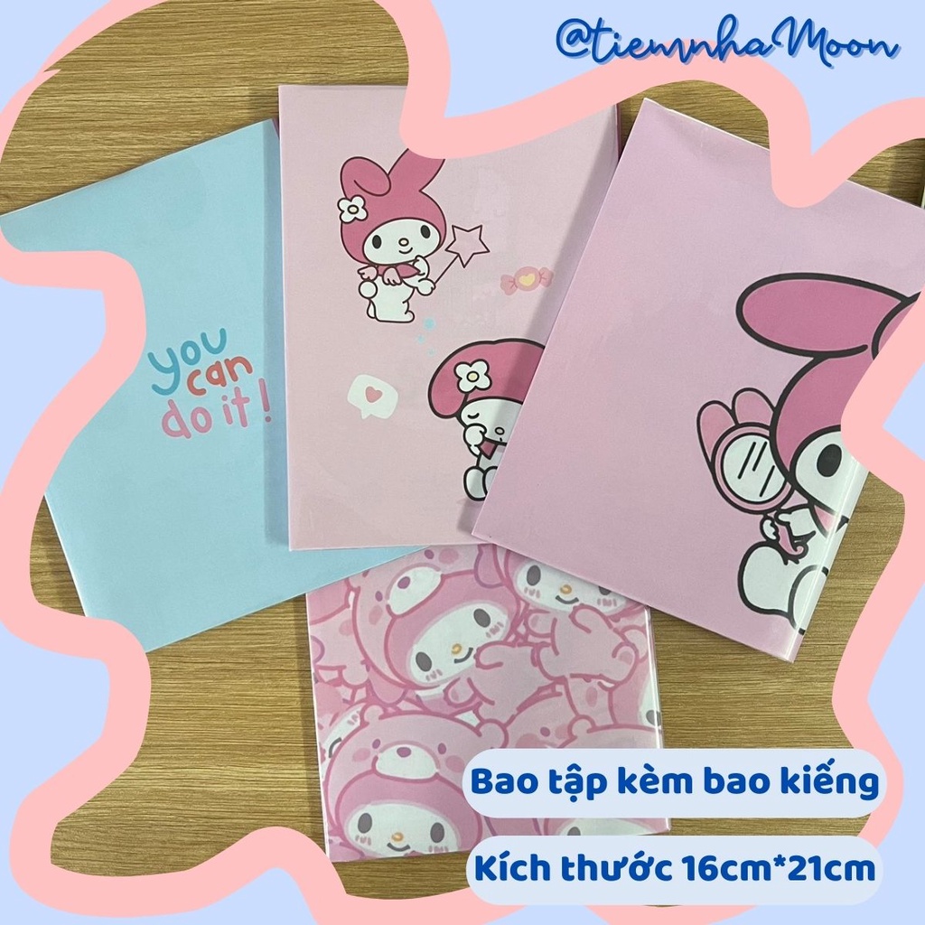 MELODY, CINAMOLROLL - BAO TẬP KHỔ NHỎ 16cm*21cm -  BÌA BAO TẬP KHỔ A5 - BÌA BAO TẬP CUTE