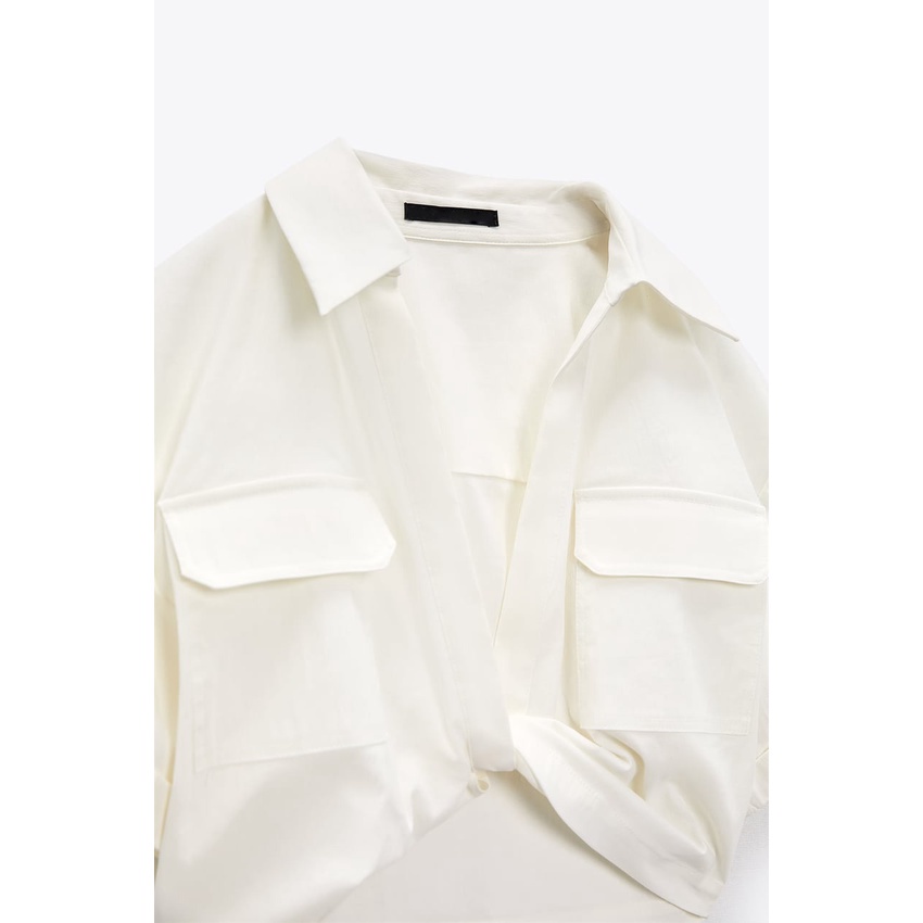 Made in Morocco - Áo Sơ Mi Zara Vải Lanh Co Giãn Thắt Nút Kiểu Pháp có nhiều màu