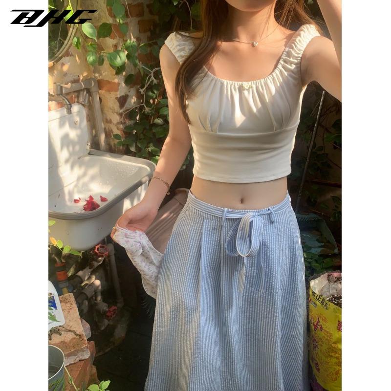 Chân Váy Chữ A Lưng Cao Họa Tiết Sọc Thời Trang Cho Nữ