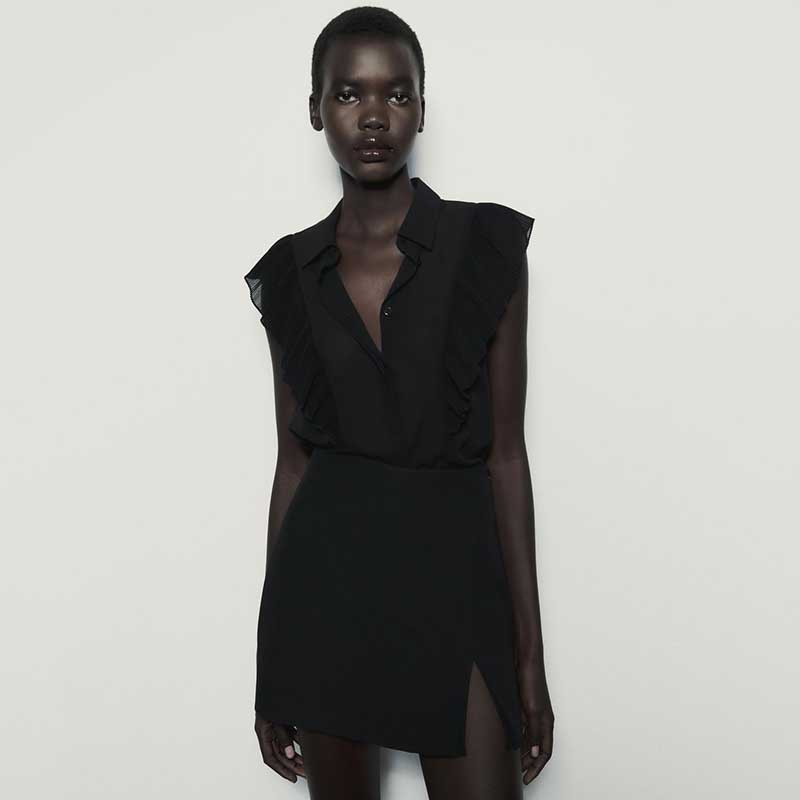 Made in Morocco - Áo Zara Sơ Mi Bán Trong Suốt Lớp Phong Cách Âu Mỹ