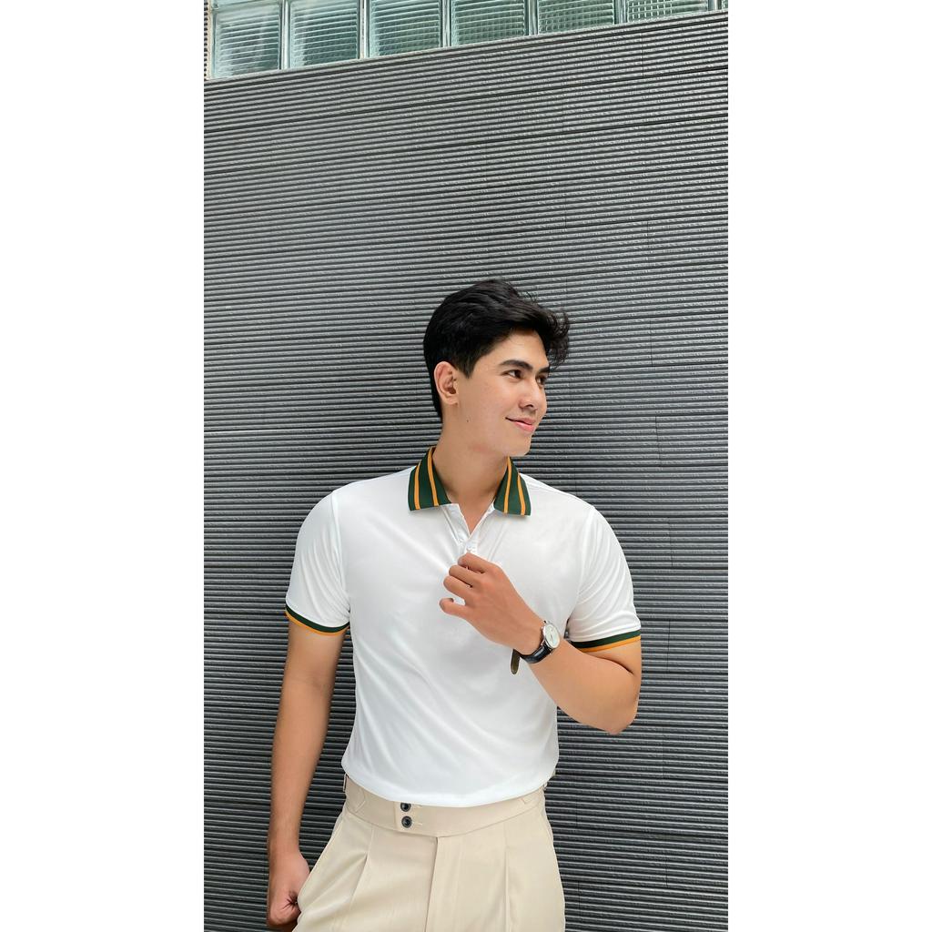 Áo polo Coolmax trắng thấm hút cao, áo thun viền cổ dáng slimfit - PL233