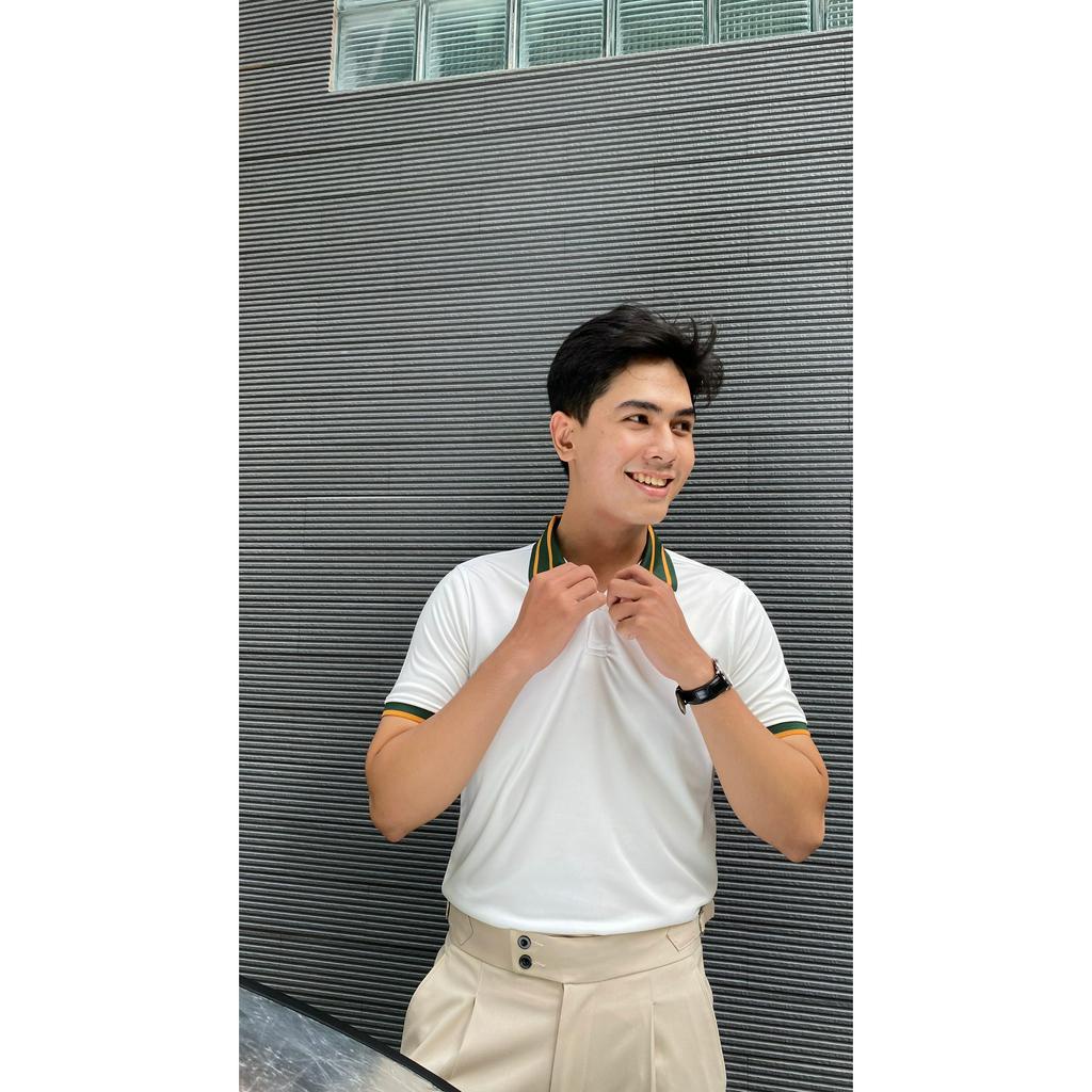 Áo polo Coolmax trắng thấm hút cao, áo thun viền cổ dáng slimfit - PL233