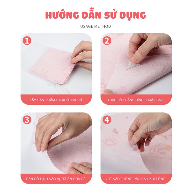 Tấm Lót Bàn Ăn Cho Bé Ăn Dặm - Tấm Lót Chống Thấm Cho Bé - Miếng Lót Tủ