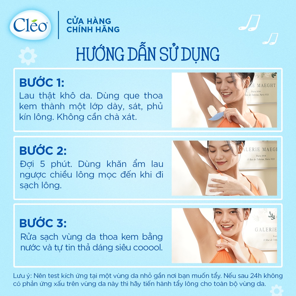 Kem Bơ Tẩy Lông Cléo 50g Hương Thơm Dễ Chịu cho Mọi Loại Da kể cả Da Nhạy Cảm và Gel Dưỡng Da Sau Tẩy Lông Cleo 50g