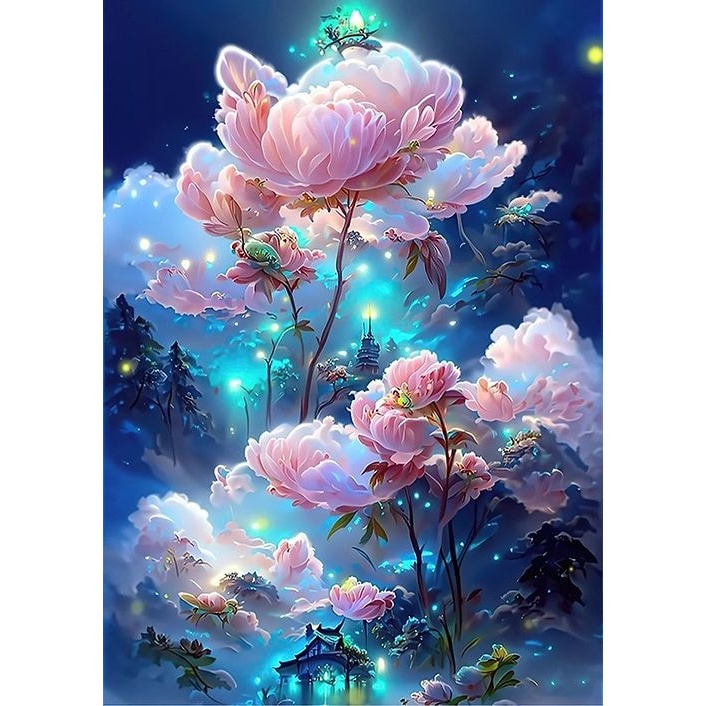 Tranh thêu chữ thập bình hoa ly vàng E258-60*80cm