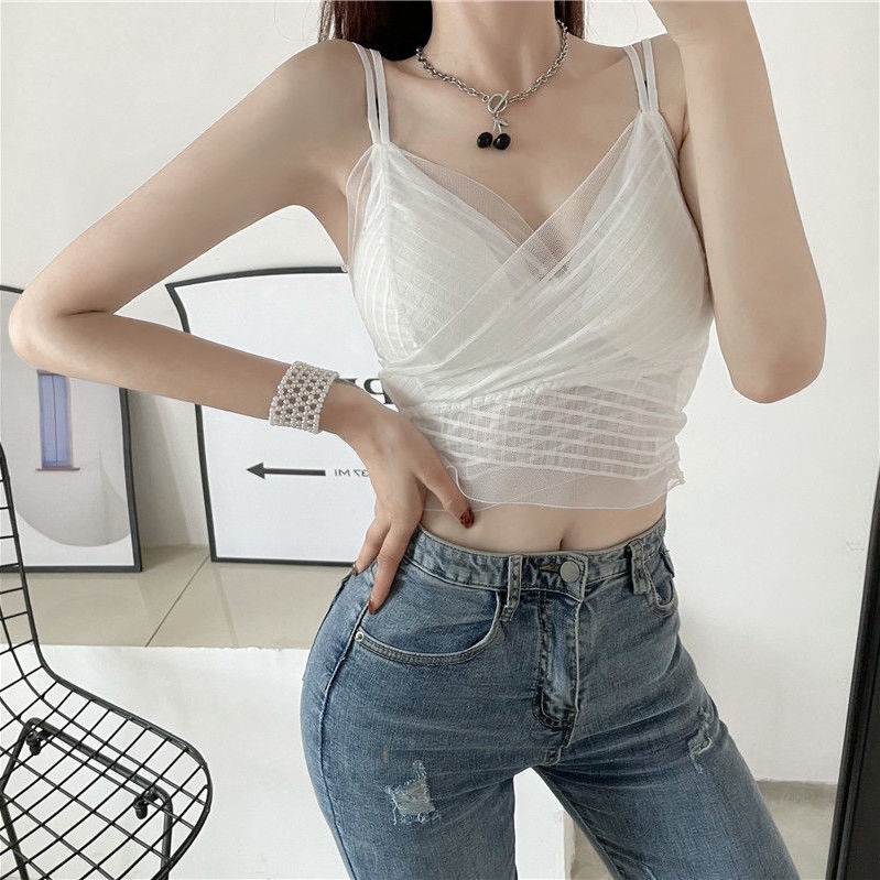 Áo Lót Ren Chéo Lưng Đẹp Mắt Có Đệm Ngực Chống Chói Mặc Bên Ngoài Cho Nữ