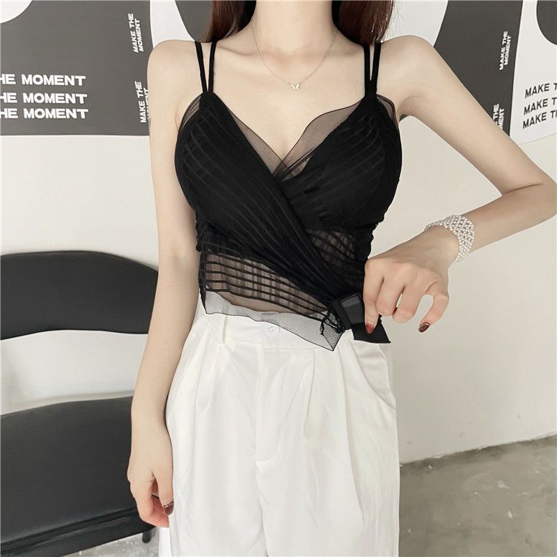 Áo Lót Ren Chéo Lưng Đẹp Mắt Có Đệm Ngực Chống Chói Mặc Bên Ngoài Cho Nữ