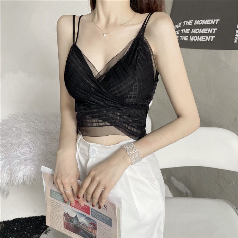 Áo Lót Ren Chéo Lưng Đẹp Mắt Có Đệm Ngực Chống Chói Mặc Bên Ngoài Cho Nữ