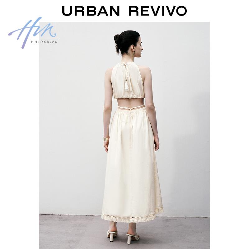 Ur2023 Đầm Khoét Lỗ Phối Tua Rua Thiết Kế Tinh Tế Phong Cách Mới Cho Nữ Uhh732079