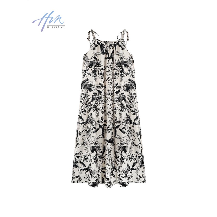 Đầm Dài Dáng Chữ A In Họa Tiết Màu Mực Quyến Rũ Thời Trang Mùa Hè Cho Nữ