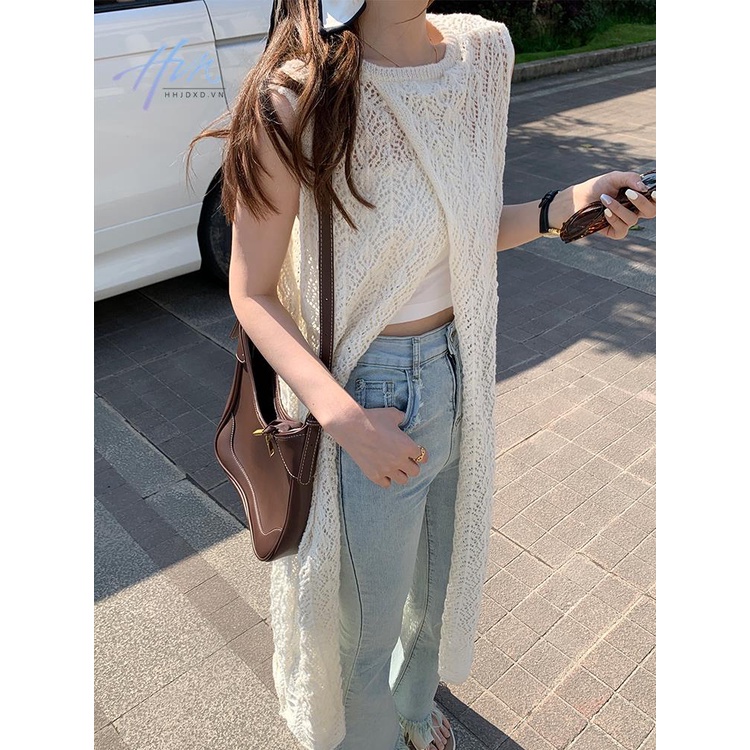 Áo Dệt Kim Dáng Rộng Màu Trắng Phong Cách Hàn Quốc Thời Trang Mới 2023 Cho Nữ