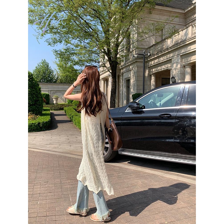 Áo Dệt Kim Dáng Rộng Màu Trắng Phong Cách Hàn Quốc Thời Trang Mới 2023 Cho Nữ