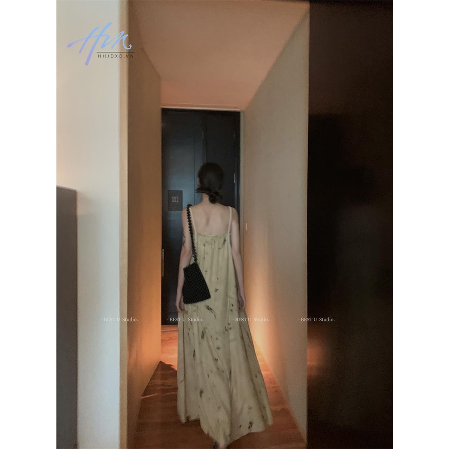 Đầm Hai Dây Dáng Dài Rộng In Họa Tiết Phong Cách Pháp Thời Trang Mùa Hè Mới Cho Nữ