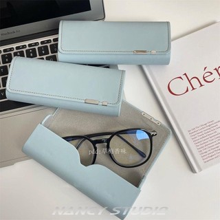 Hộp đựng mắt kính dạng nén bằng da pu màu xanh da trời