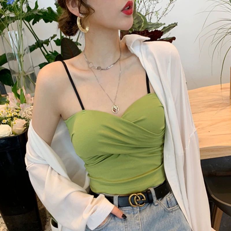 Áo Ống Ngắn Hai Dây Dáng Ôm Gợi Cảm Thời Trang Mùa Hè Hàng Mới Bán Chạy Dành Cho Bạn Nữ Mặc Ngoài Trời