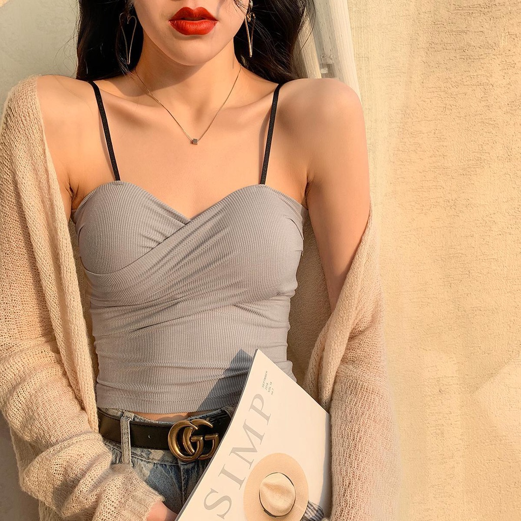 Áo Ống Ngắn Hai Dây Dáng Ôm Gợi Cảm Thời Trang Mùa Hè Hàng Mới Bán Chạy Dành Cho Bạn Nữ Mặc Ngoài Trời