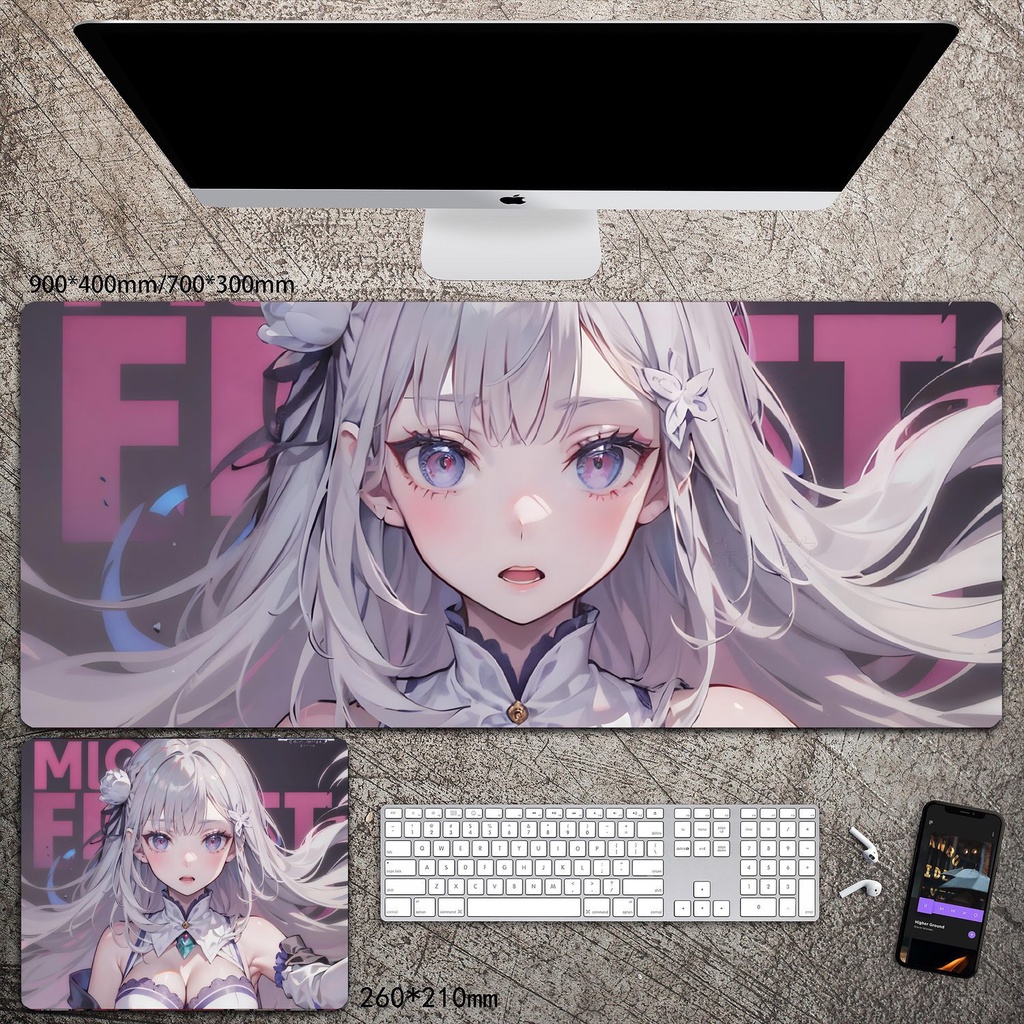 Tấm Lót Chuột Và Bàn Phím Máy Tính Cỡ Lớn In Hình Emilia Irena Hai Chiều