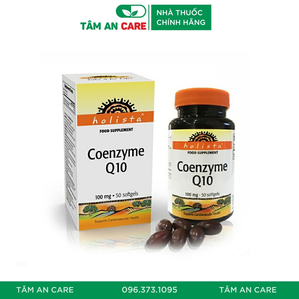 Coenzyme Q10 Holista Nhập Khẩu Canada Giảm Nguy Cơ Xơ Vữa Động Mạch Lọ 50 viên nang mềm – Tâm An Care