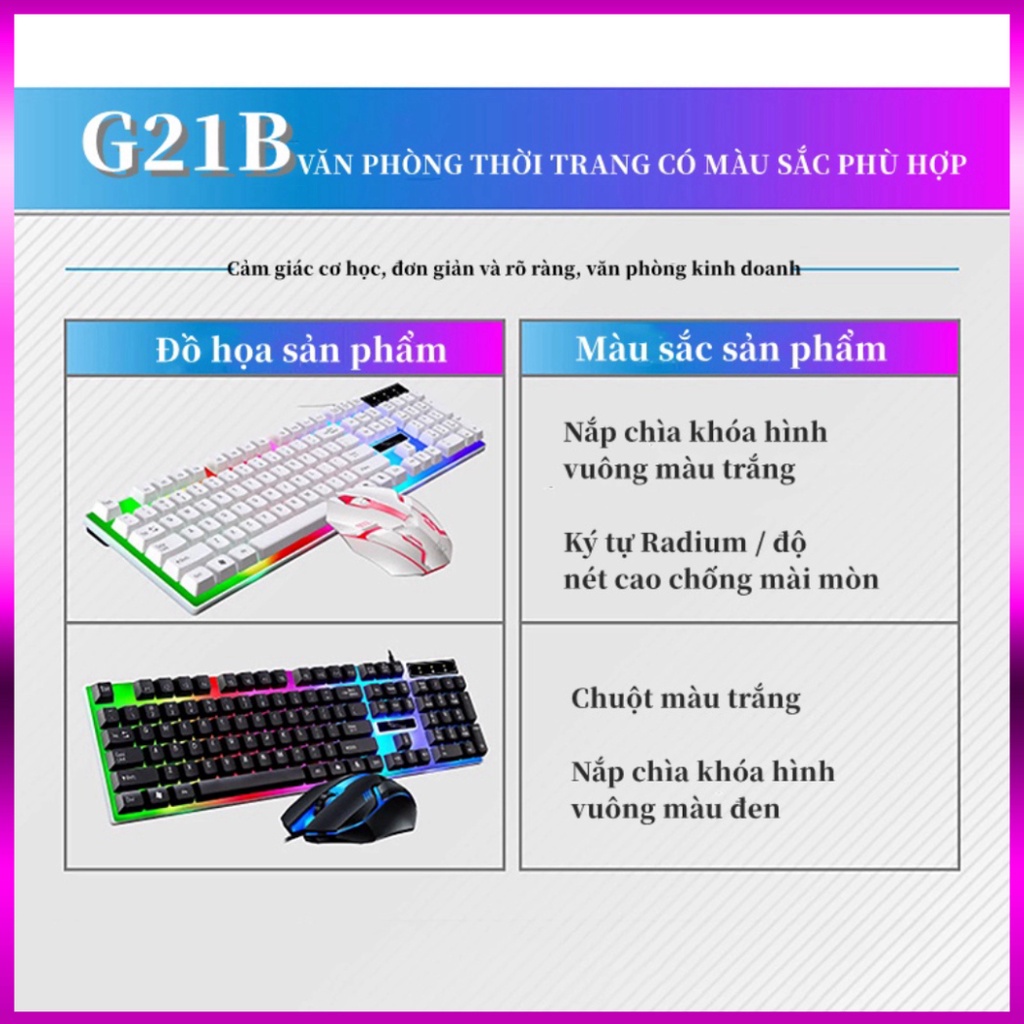 Bàn Phìm Chuột Bàn Phím Gaming G21 có dây Kèm Chuột Máy Tính Bộ Bàn Phím Và Chuột Cảm Giác Cơ Học Phát Sáng USB chất lượ | BigBuy360 - bigbuy360.vn
