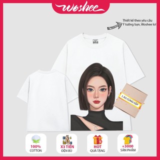 Áo thun local brand WOSHEE áo thun nữ form rộng 100% cotton 2 chiều áo phông oversize in hình cô gái chất lượng CG008