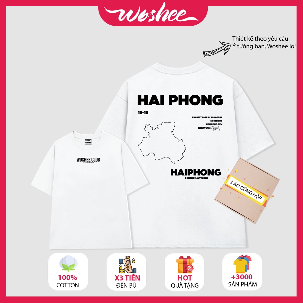 Áo thun local brand WOSHEE áo phông rộng 64 tỉnh thành áo thun unisex tỉnh HẢI PHÒNG áo phông oversize TT025