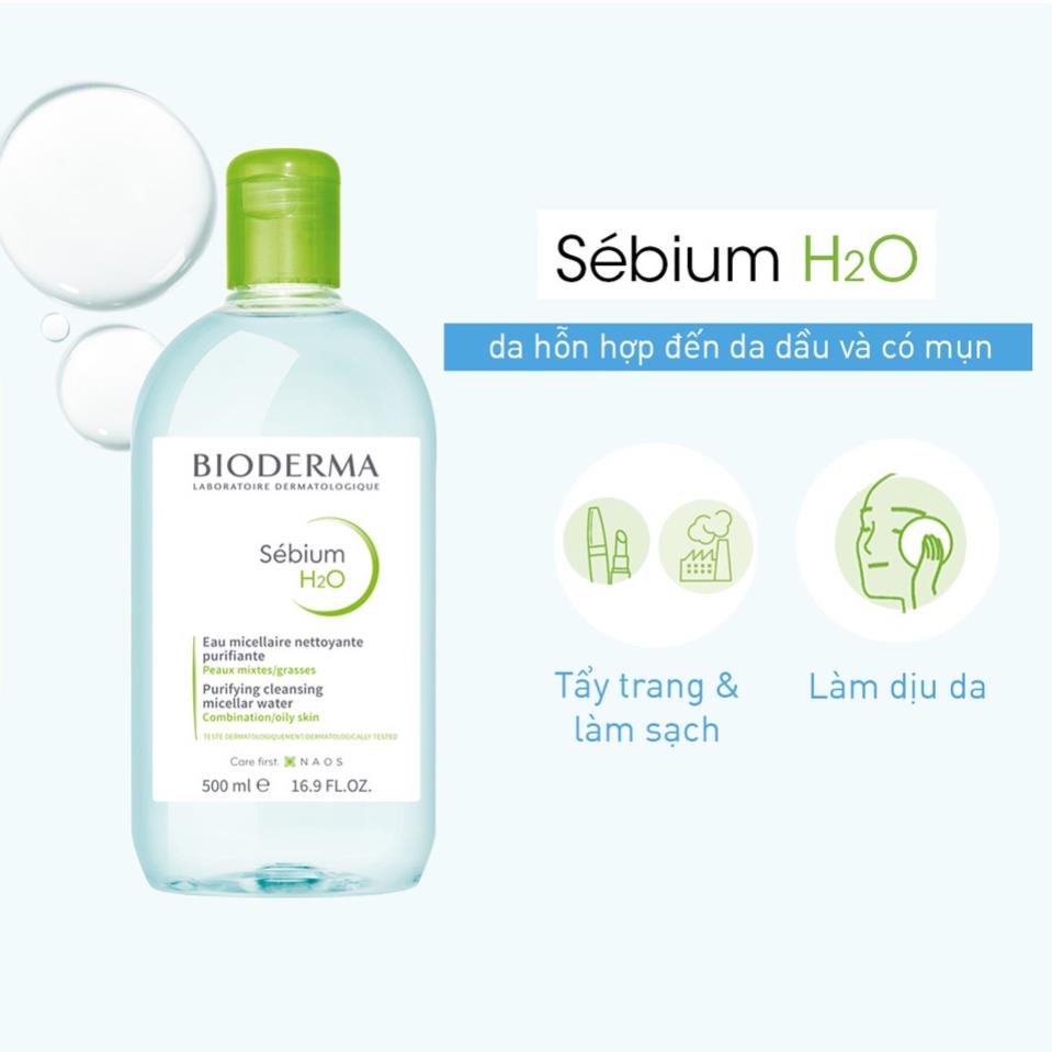 Nước tẩy trang Bioderma Crealine H2O 500ml Của Pháp Chính Hãng Tẩy Trang Cho Da Dầu M