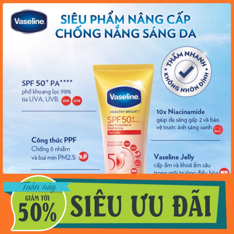 Sữa dưỡng thể chống nắng Vaseline 50x 300ml Thái Lan -Dưỡng Trắng body Gấp 50 Lần Dưỡng Ẩm doudlishop Yun.shop32