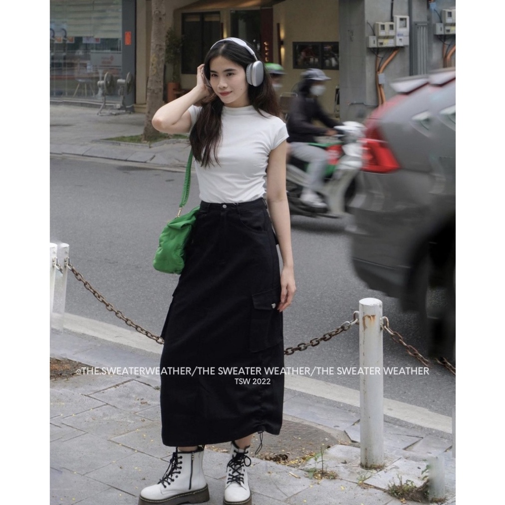 Chân váy Kaki rút dây 2 sườn, túi hộp hottrend siêu hách dáng - phong cách trẻ trung | BigBuy360 - bigbuy360.vn