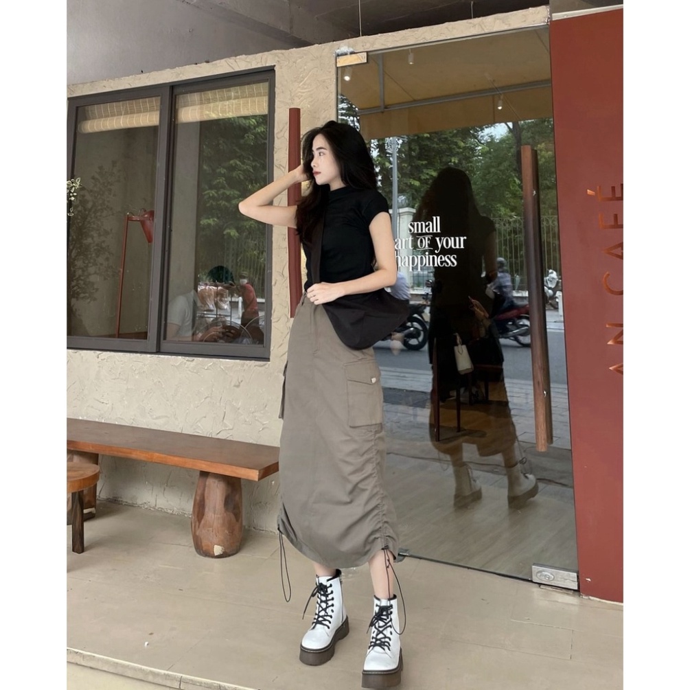 Chân váy Kaki rút dây 2 sườn, túi hộp hottrend siêu hách dáng - phong cách trẻ trung | BigBuy360 - bigbuy360.vn