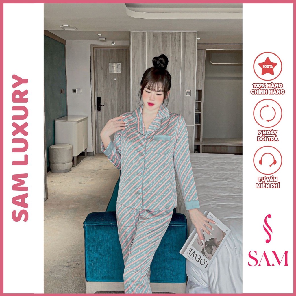 Đồ bộ pijama lụa mặc nhà tay dài lụa Sam luxury cao cấp