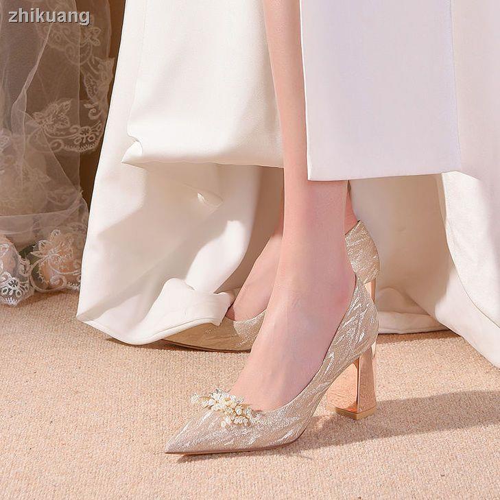 Giày Cưới Gót Dày Hai Cách Mang Mẫu Mới 2023 Cho Phụ Nữ Mang Thai