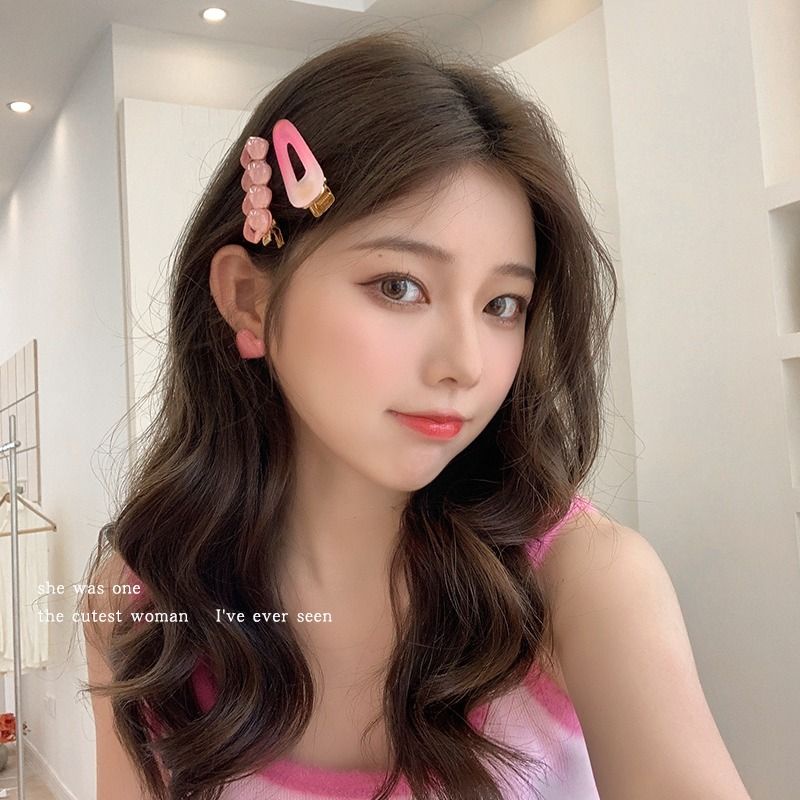 Jiashucheng Kẹp Tóc Mái Ngang Trán Màu Hồng Gradient Trái Tim Dễ Thương Thời Trang Mùa Hè Dành Cho Bạn Nữ