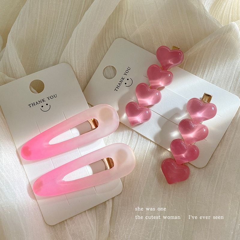 Jiashucheng Kẹp Tóc Mái Ngang Trán Màu Hồng Gradient Trái Tim Dễ Thương Thời Trang Mùa Hè Dành Cho Bạn Nữ