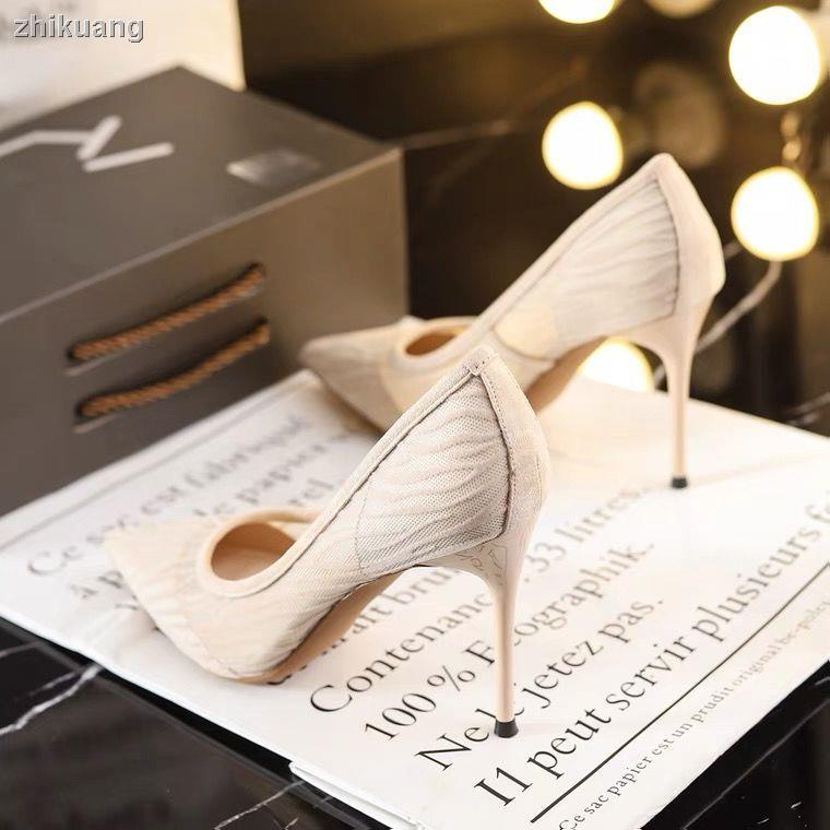 Giày Cao Gót Mũi Nhọn Màu nude Phong Cách Pháp Thời Trang Mới 2023 Cho Nữ