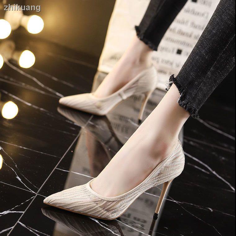 Giày Cao Gót Mũi Nhọn Màu nude Phong Cách Pháp Thời Trang Mới 2023 Cho Nữ