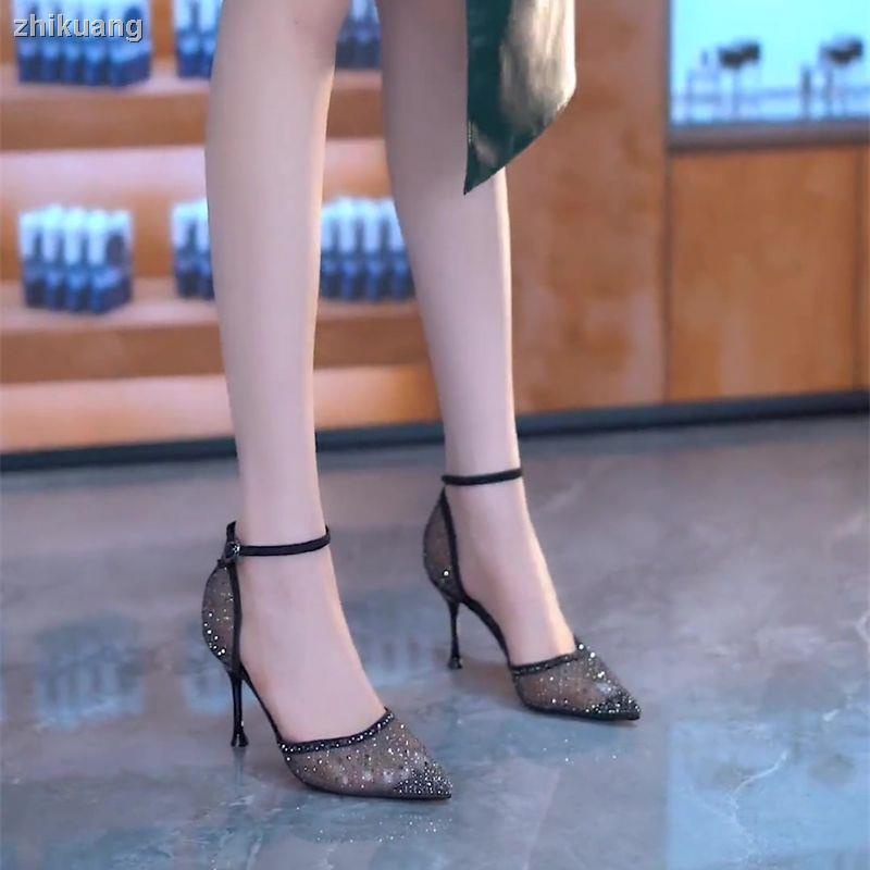 Giày Cao Gót Mũi Nhọn Đính Đá Thời Trang Mùa Xuân 2023