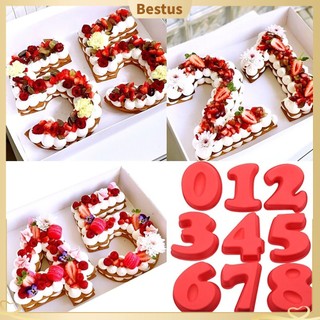 【Bestus】Khuôn silicone số 0/1/2/3/4/5/6/7/8 làm bánh kem sinh nhật DIY