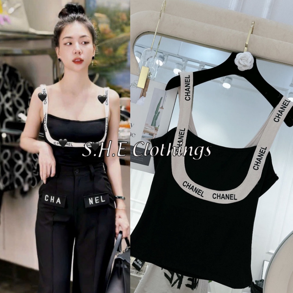 𝗩𝗶𝗱𝗲𝗼 𝗔̉𝗻𝗵 𝗧𝗵𝗮̣̂𝘁 ✔ Áo 2 Dây Croptop Phối Dây Trắng Chaneo Áo 2s Ôm Body Sexy Freesize S238