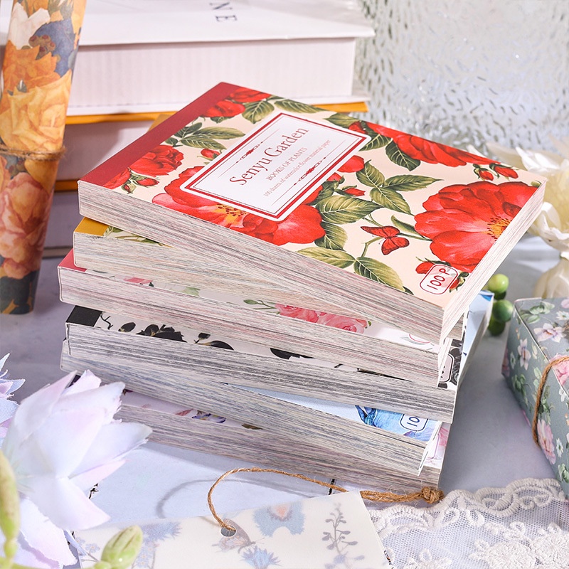 Set 100 Giấy Làm Phông Nền Họa Tiết Hoa Trang Trí Sổ Tay DIY