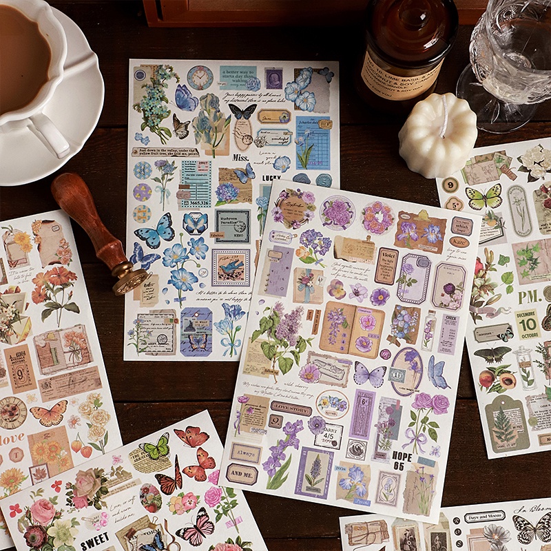 Miếng Dán Trang Trí Album Ảnh Họa Tiết Hoa Kiểu Vintage Sáng Tạo DIY