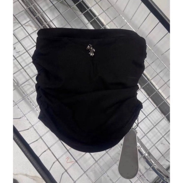 Áo ống cúp ngực  vạt bầu nhún logo chữ thập - B0U hàng xịn, hình thật, clip thật