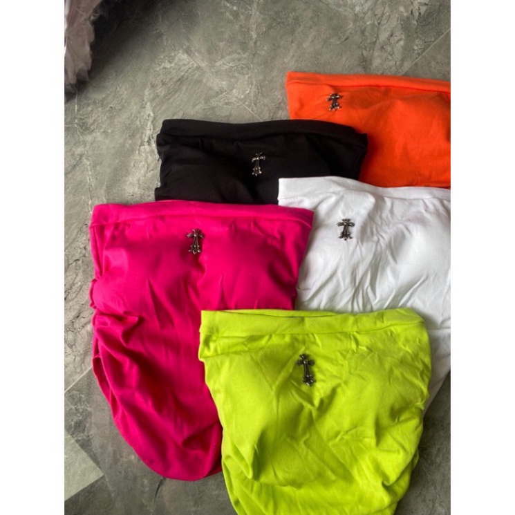 Áo ống cúp ngực  vạt bầu nhún logo chữ thập - B0U hàng xịn, hình thật, clip thật