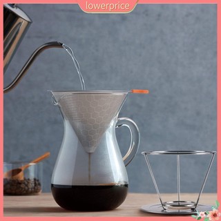 <lowerprice> Honeycombed Stainless Steel Coffee Filter Reusable Pour Over Dripper Brush Cup