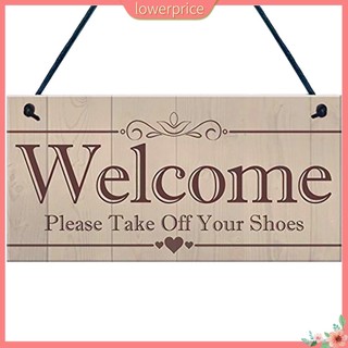 <lowerprice> Bảng gỗ treo " Welcome Please Take Off Your Shoes " phong cách retro
