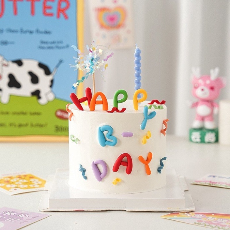 Bộ Chữ Happy Birthday Mix Màu Nhựa Mềm Trang Trí Bánh Kem